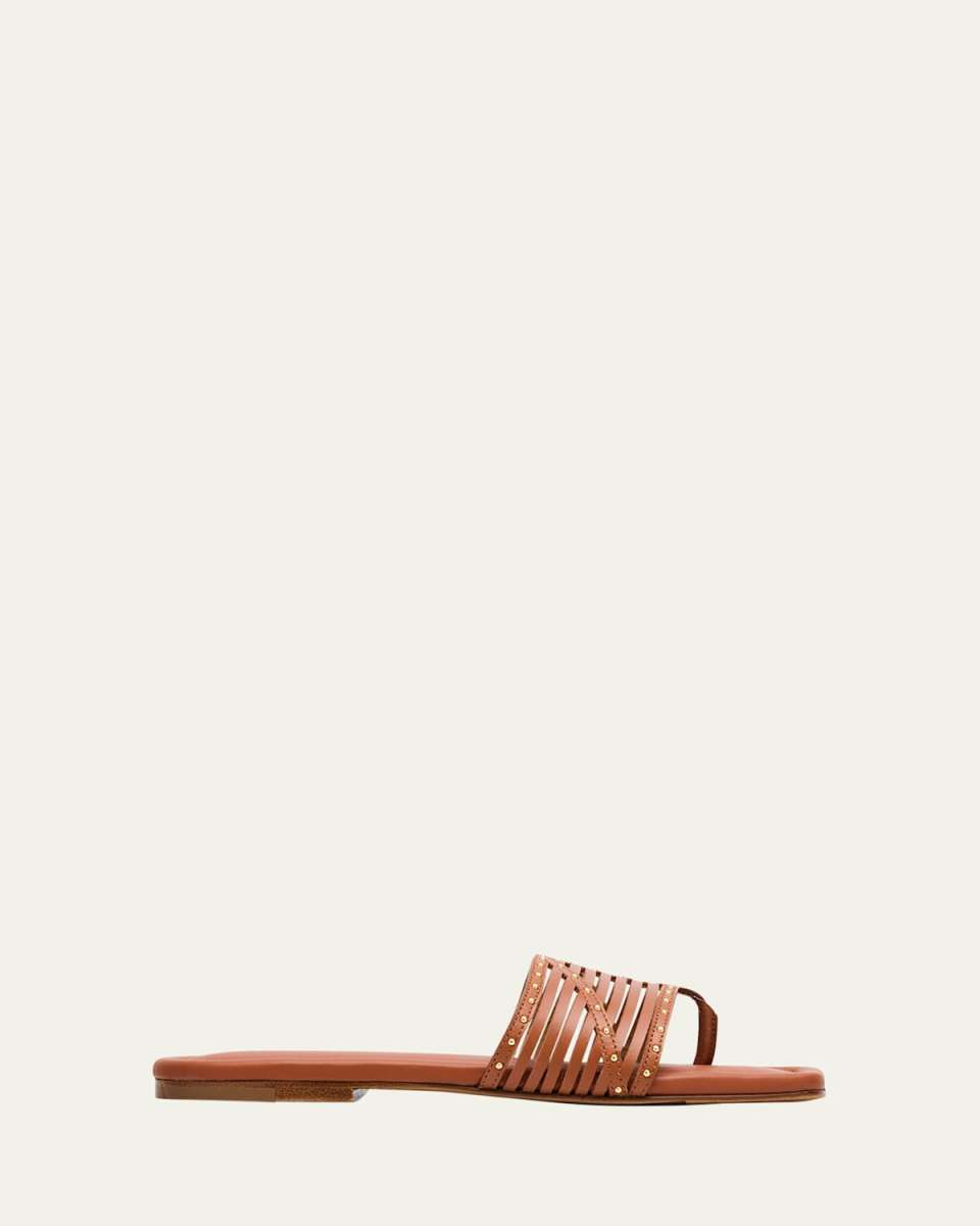 Naomi Caged Leather Thong Flats